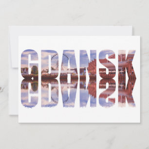 Tekst van Gdansk met uitzicht van de oude stad met