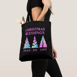 tekst van Peace Joy Love Kerstbomen Draagtas