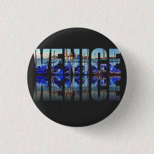 Tekst van Venetië met reflectie Ronde Button 3,2 Cm