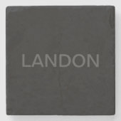 tekst | Vet Matig Zwart en Donkergrijs Stenen Onderzetter (Voorkant)