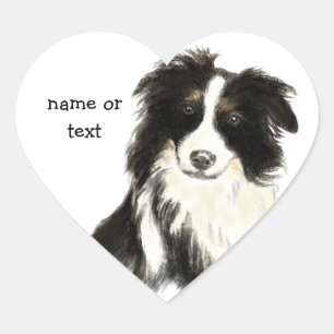 Tekst voor aangepaste naam Kader Collie Dog Pet Hart Sticker