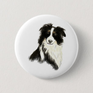 Tekst voor aangepaste naam Kader Collie Dog Pet Ronde Button 5,7 Cm