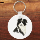 Tekst voor aangepaste naam Kader Collie Dog Pet Sleutelhanger (Voorkant)
