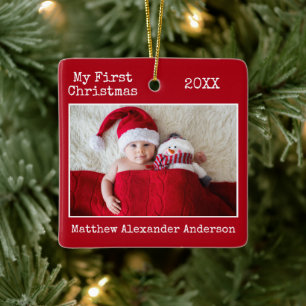 Tekst voor schrijfmachine Mijn eerste kerstBaby Ro Keramisch Ornament