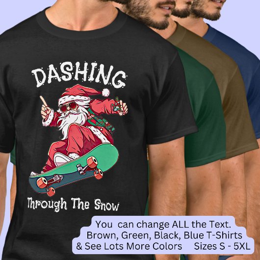 Tekst wijzigen, Naam toevoegen, Santa Skateboarder T-shirt