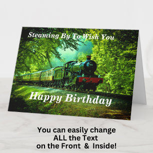 Tekst wijzigen Naam toevoegen Stoomtrein Happy Bir Kaart