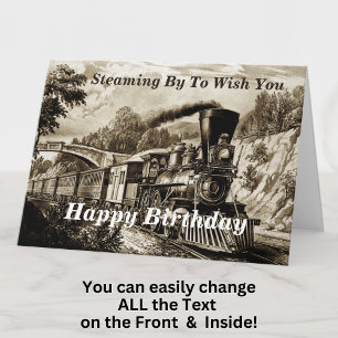 Tekst wijzigen Naam toevoegen Stoomtrein Happy Bir Kaart
