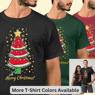 Tekst wijzigen - Watermeloen Kerstboom Gouden Ster T-shirt