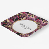 Tekst Zwart Goud Bourgogne Bloemen patroon rand Papieren Bordje (Gebogen)