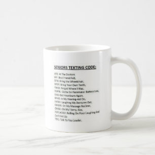 Tekstcode voor senioren koffiemok