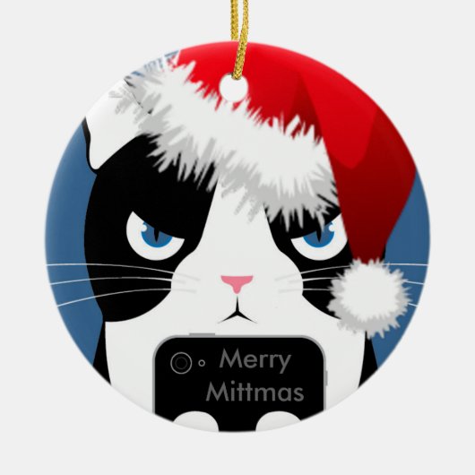 Teksten uit de kerstversiering rond de Mittens-ron Keramisch Ornament (Voorkant)