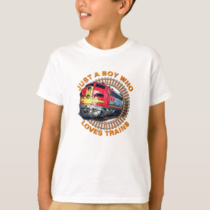 Tekstjongen die van treinen houdt: rood geel diese t-shirt