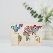 Tekstkaart van de wereld briefkaart (Staand voorkant)