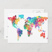 Tekstkaart van de wereld briefkaart (Voorkant / Achterkant)