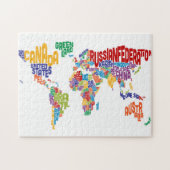 Tekstkaart van de wereld legpuzzel (Horizontaal)