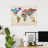 Tekstkaart van de wereld poster (Thuiskantoor)
