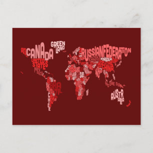 Tekstkaart van de Wereldkaart Briefkaart