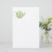 Tekstontwerp van theepot briefpapier (Staand voorkant)