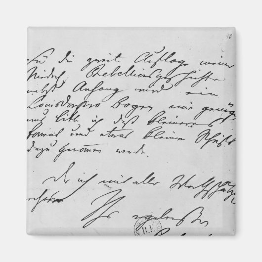 Tekstpagina met zijn handtekening magneet (Voorkant)