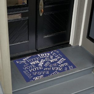 Tekstpatroon van stemming: wit blauw deurmat