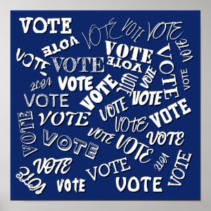 Tekstpatroon van stemming: wit blauw poster