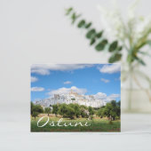 Teksttekst briefkaart witte stad Ostuni en olijfbo (Staand voorkant)