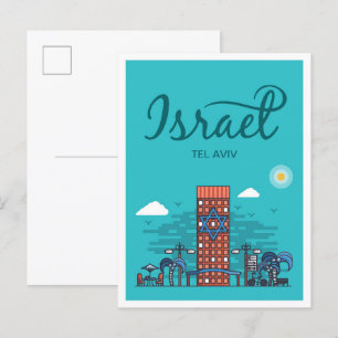 Tel Aviv Israel Art Travel Illustratie Briefkaart