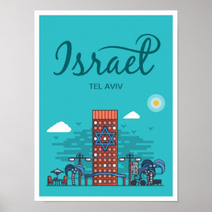 Tel Aviv Israel Art Travel Illustratie Poster