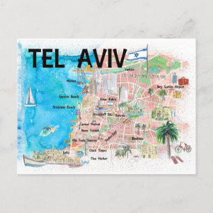 Tel Aviv Israel Carte illustrée avec des routes