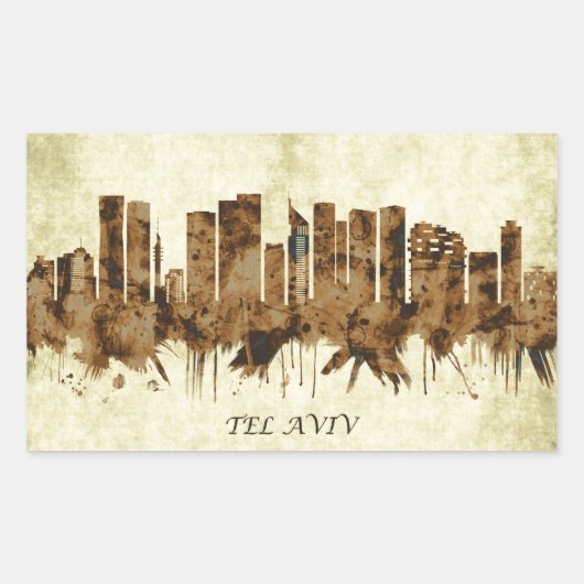 Tel Aviv Israel Cityscape Rechthoekige Sticker (Voorkant)
