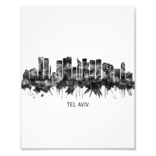 Tel Aviv Israel Skyline BW Foto Afdruk