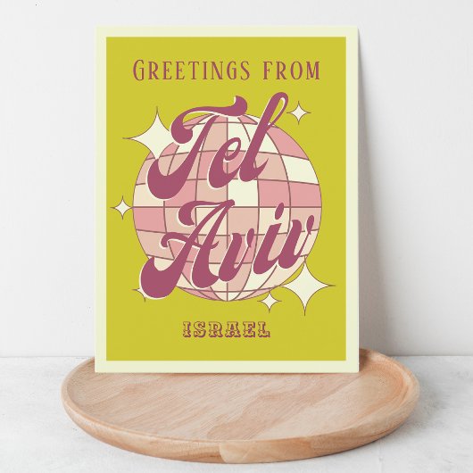 Tel Aviv Israel vakantie retro groen Briefkaart