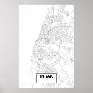 Tel Aviv, Israël (zwart op wit) Poster