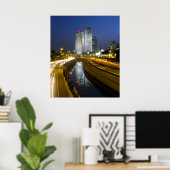 Tel Aviv Towers Night Photo Poster (Thuiskantoor)
