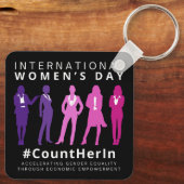 Tel haar op Internationale Vrouwendag Sleutelhanger (Achterkant)