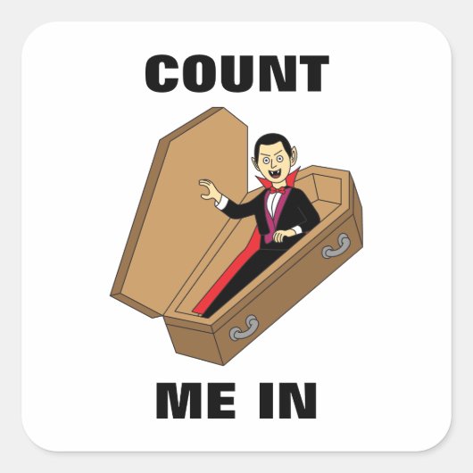 Tel me in Funny Halloween Vampire Pun Vierkante Sticker (Voorkant)