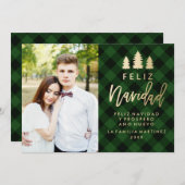 Tela Escocesa Verde Feliz Navidad Feestdagenkaart (Voorkant / Achterkant)