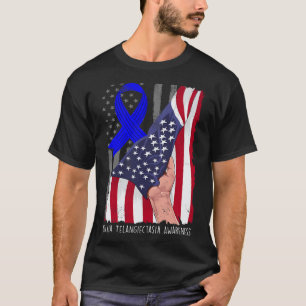 Telangiectasia Awareness Amerikaanse Vlag Blauwe L T-shirt