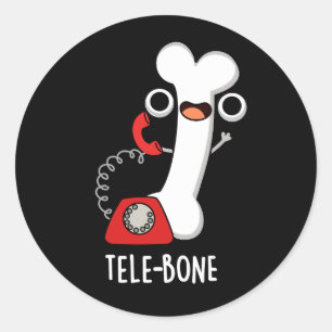 Tele-bone Grappig Bone Telefoon Pun Donker BG Ronde Sticker