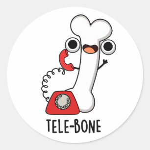 Tele-bone Grappig Bone Telefoon Pun Ronde Sticker