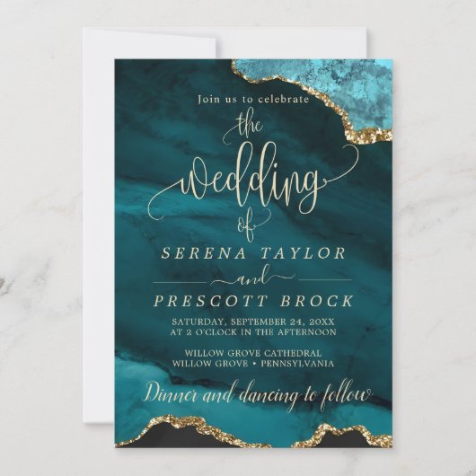 Téléchargeable Faire-part de mariage Blue Emerald (Devant)