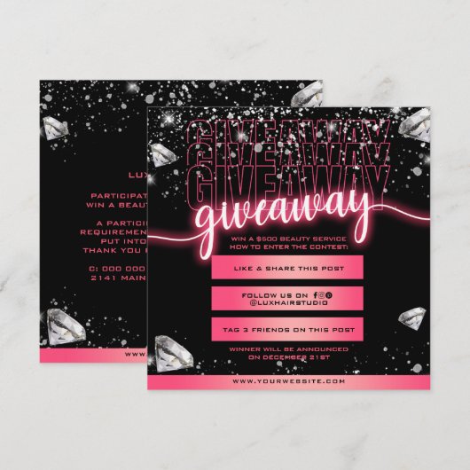 Téléchargement de la carte de Faire-part Givaway (Devant / Derrière)