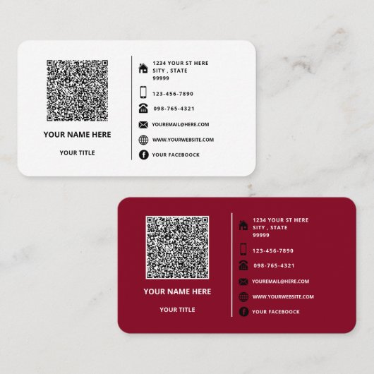 Téléchargez vos cartes de visite QR Code Ajouter d (Devant / Derrière)