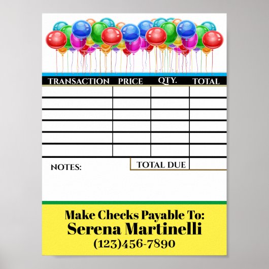 TÉLÉCHARGEZ Votre Affiche de Feuille de Facture (Devant)