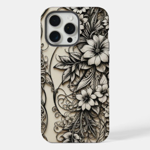 Telefoon Bone Scrimshaw Bloemen iPhone 15 Pro Max Hoesje