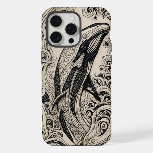 Telefoon Bone Scrimshaw Whale iPhone Case Hoesje (Achterkant)
