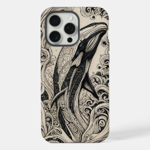 Telefoon Bone Scrimshaw Whale iPhone Case iPhone 15 Pro Max Hoesje