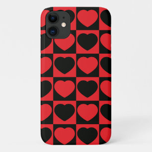 telefoon met zwarte en rode harten iPhone 11 hoesje