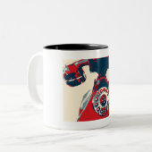 Telefoon Retro Tweekleurige Koffiemok (Voorkant links)