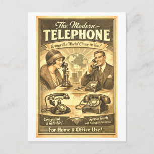 Telefoonadvertentie in vintage stijl briefkaart